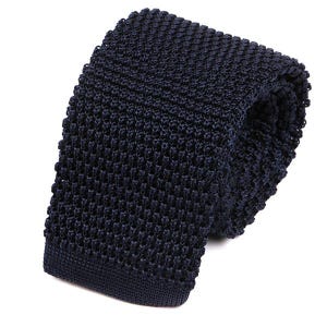 Navy Silk Knitted Tie