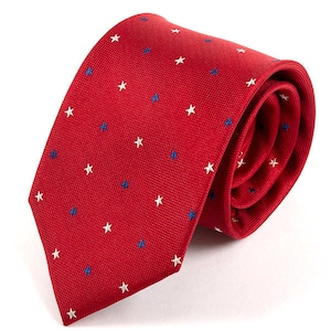 Red Multi Star Wide Silk Tie 8cm