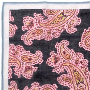 Navy Blue Large Detailed Paisley Pocket Square