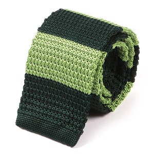 Light Green Duo Striped Silk Knitted Tie