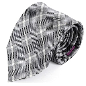 Black & Grey Dami Check Silk Tie 8cm