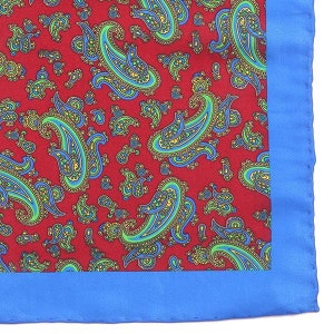 Red Frederick Paisley Pocket Square