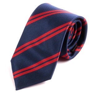 Mens Tie Blue & Red 7cm Ply Striped Tie, Gift for Him