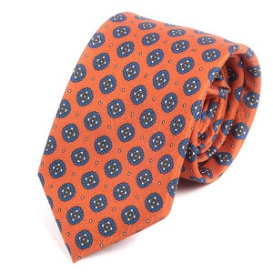 Abramo Orange Medallion Motif IMS Tie, Gift for Him