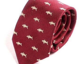 Mens Tie Red Shark Tie, Gift for Him