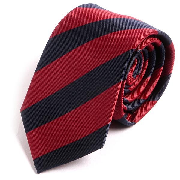 Red & Navy Blue Slim Stripe Tie, Gift for Him