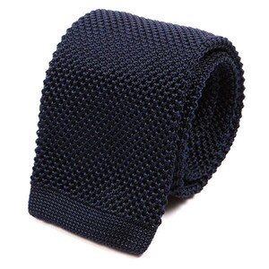 Navy Blue Silk Knitted Tie, Mens Silk Knit tie, Skinny Tie, Silk Tie, Boyfriend Anniversary Gift, Silk Necktie