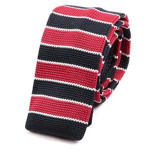 Light Red Striped Knit Tie