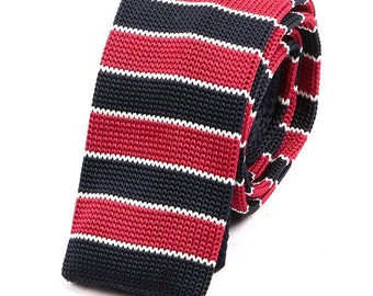 Light Red Striped Knit Tie