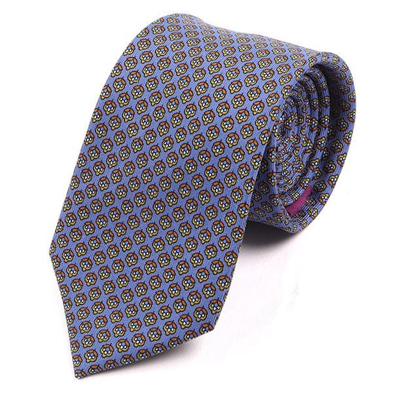 Men's Tie Blue Floral Macclesfield Printed Silk Tie 7.5cm Etsy