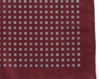 Burgundy Red Mini Floral IMS Motif 33cm Pocket Square