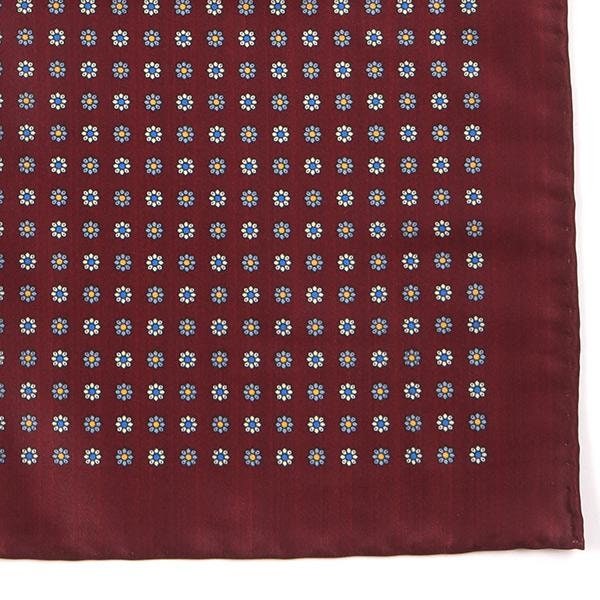 Burgundy Red Mini Floral IMS Motif 33cm Pocket Square