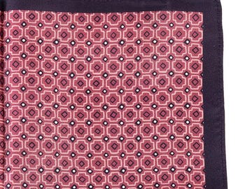 Mauve Mosaic Silk Pocket Square 32cm