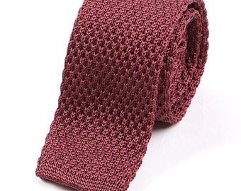 Silk Knit Tie Scarlet Red Silk Knitted Tie