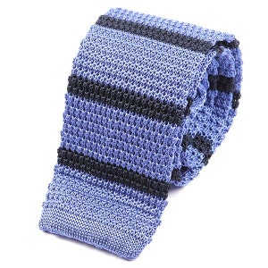 Striped Tie Silk Knit Tie Violet Blue Striped Silk Knitted Tie