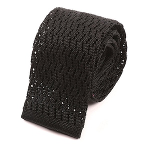 Oscar Black Zigzag Silk Knitted Tie 6cm