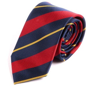 Mens Tie Red & Yellow 7cm Ply Stripe Tie, Gift for Him