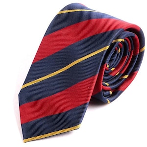 Mens Tie Red & Yellow 7cm Ply Stripe Tie, Gift for Him