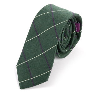 Green and Purple Striped Cotton Tie 6.5cm