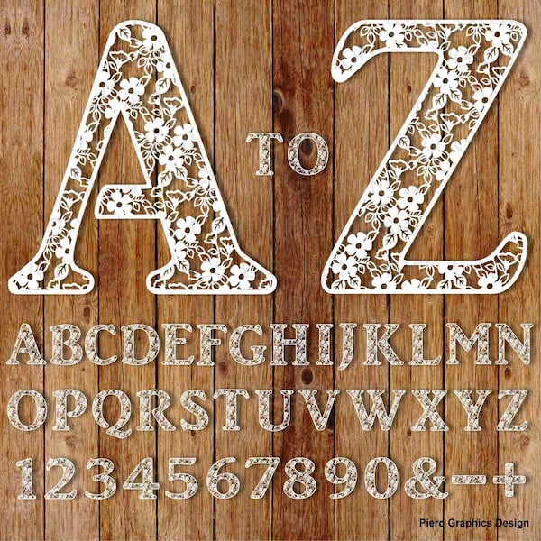 Alphabet and Numbers with flowers SVG and PNG files.