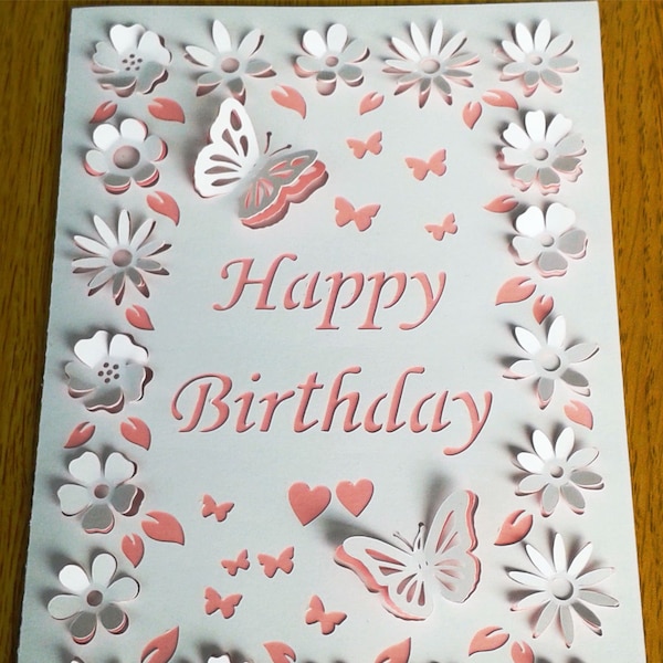 Pop Up two layers Happy Birthday, Happy Anniversary, Happy Mother's Day, Greeting Card SVG files for Silhouette and Cricut.