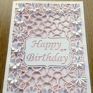 Pop Up duas camadas Feliz Aniversário, Feliz Aniversário, Feliz Dia das Mães, Obrigado, Arquivos SVG de cartão comemorativo para Silhouette e Cricut.