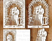 Wedding card SVG files for Silhouette Cameo and Cricut. Clipart PNG transparent included.