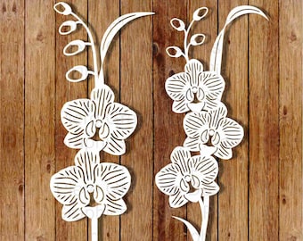Orchids Flowers SVG files for Silhouette Cameo and Cricut. Clipart PNG transparent included.