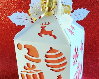 Box, Christmas Box single piece with interior color SVG files.