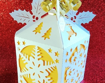 Box, Christmas Box single piece with interior color SVG files.