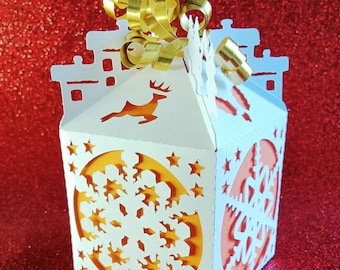 Box, Christmas Box single piece with interior color SVG files.