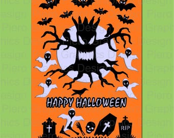 Happy Halloween, Greeting Card SVG files for Silhouette Cameo and Cricut. Envelope and liner included.