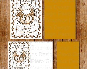 Merry Christmas SVG files for Silhouette Cameo and Cricut. Clipart PNG transparent included. Envelope and liner included.