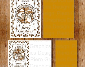 Merry Christmas, Greeting Card SVG files for Silhouette Cameo and Cricut. Envelope and liner included.