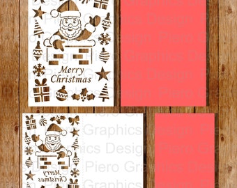 Merry Christmas, Santa Claus Greeting Card SVG files for Silhouette Cameo and Cricut. Envelope and liner included.