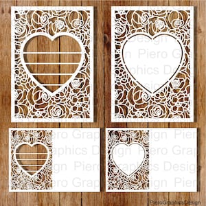 Wedding card SVG files for Silhouette Cameo and Cricut. Clipart PNG transparent included.