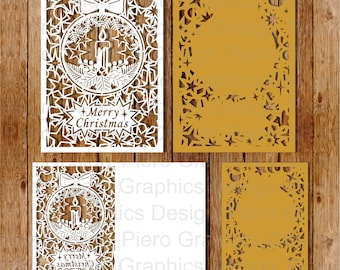 Merry Christmas, Greeting Card SVG files for Silhouette Cameo and Cricut. Envelope and liner included.