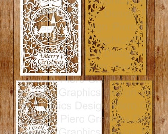 Merry Christmas, Greeting Card SVG files for Silhouette Cameo and Cricut. Envelope and liner included.