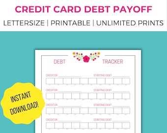 Seguimiento de la deuda de tarjetas de crédito: PDF imprimible
