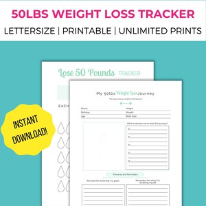 50lbs Weight Loss Tracker, Weight Loss Journal, Weight Loss Trackers, Weight Tracker, Weight Loss Printable, My Weight Loss Journey