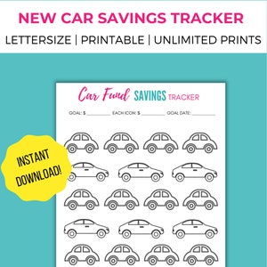 Car Savings Tracker, Car Savings Challenge, Car Savings, Savings Goal For New Car, Savings Goal Tracker, New Car Savings Challenge