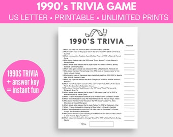 1990s Trivia Game: 30th Birthday Party Icebreaker (Printable PDF)
