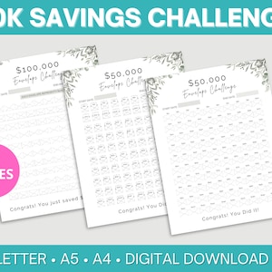 50000 Savings Challenge, 50K Savings Challenge, 100 Envelope Challenge, 52 Week Challenge, Savings Tracker