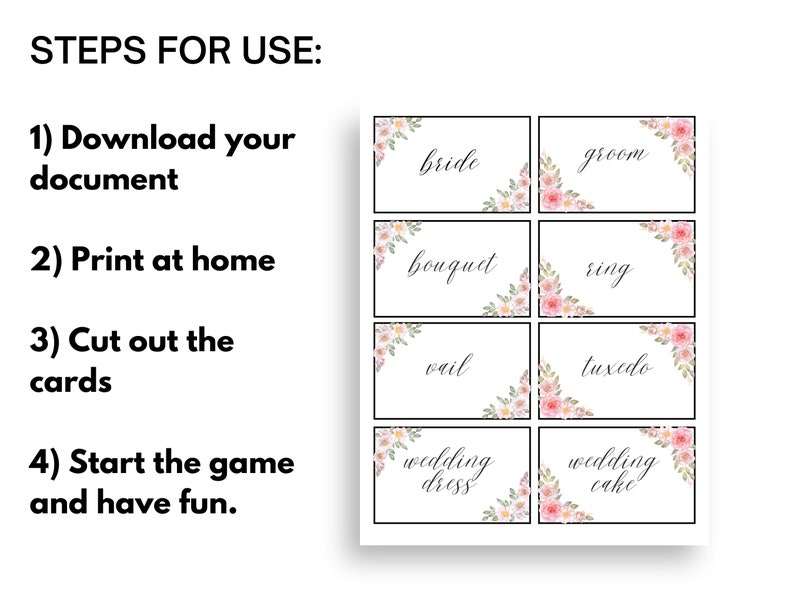 Wedding Charades Printable, Bridal Shower Games, Wedding Shower Games ...