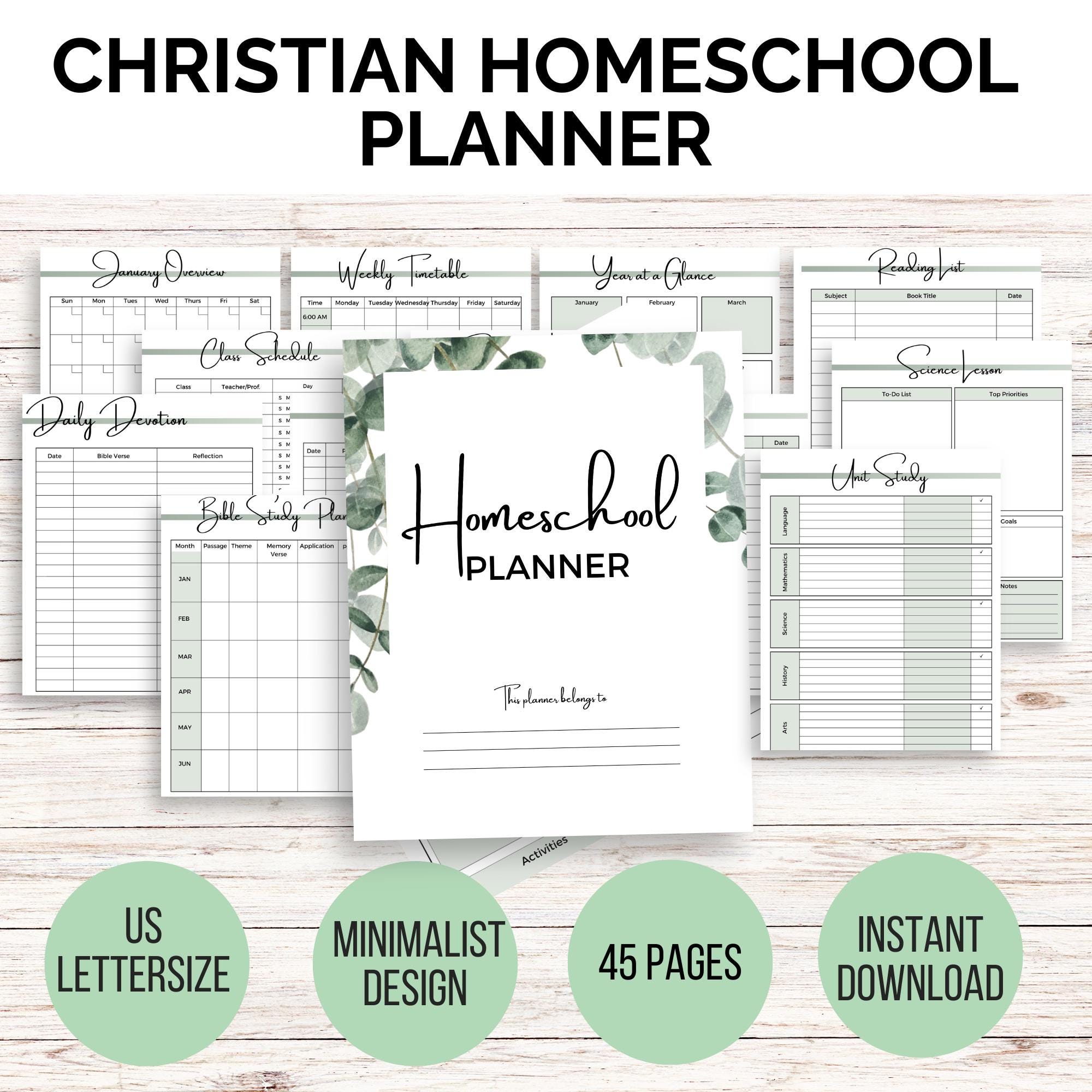 Christian Homeschool Planner, Christian Mom Planner, Homeschool Resources, Christian Planner, PDF, Minimalist