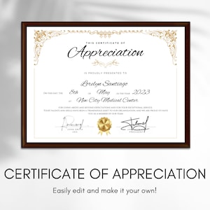 Certificate of Appreciation, Editable Appreciation Certificate Template, Award Certificate, Teacher Appreciation, DIY Certificate