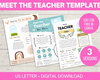 Meet The Teacher Template Bundle, All About My Teacher, Meet Your Teacher Classroom Printable, Getting To Know You, Back To School