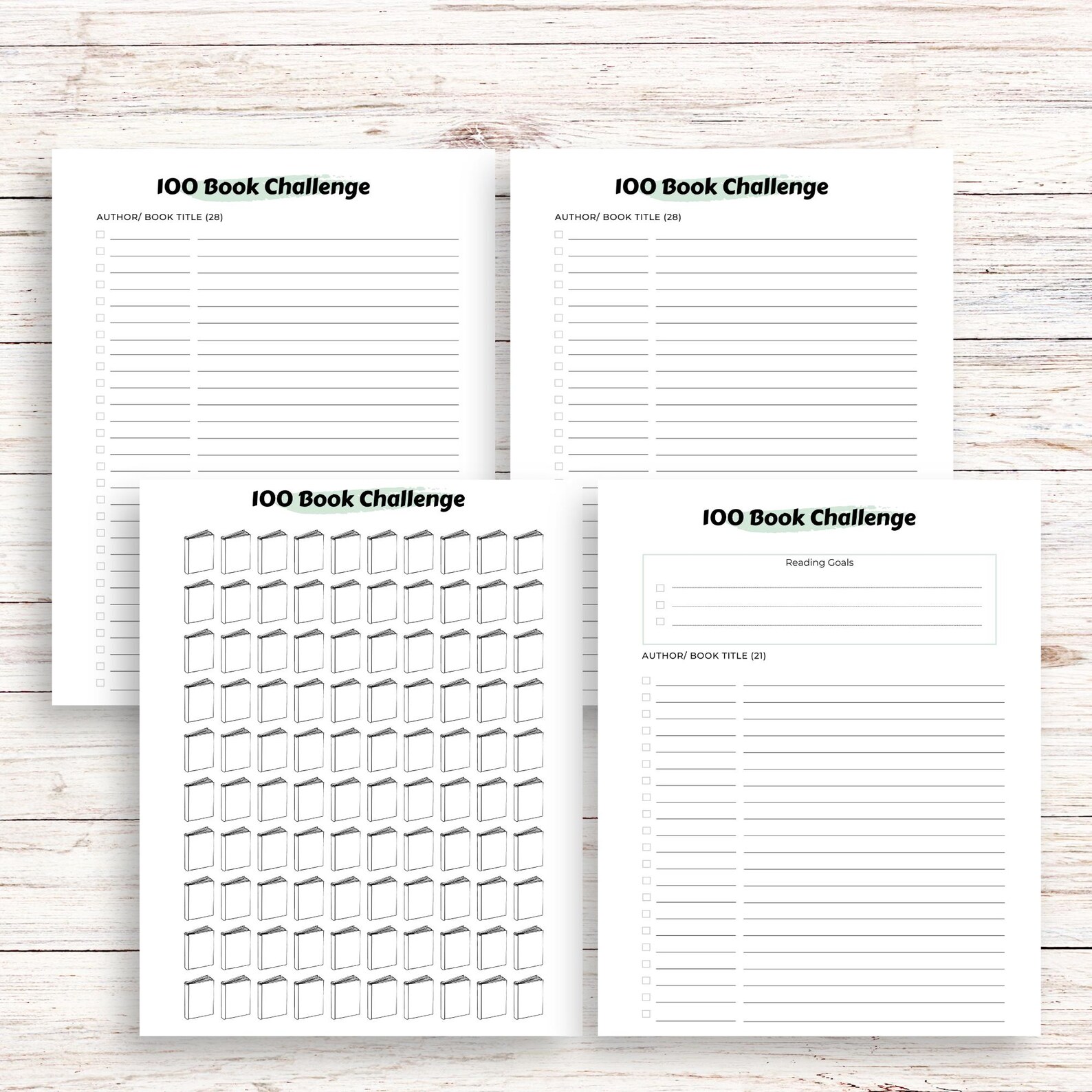 100 Book Challenge Printable: Adult Reading Log (PDF) - Etsy