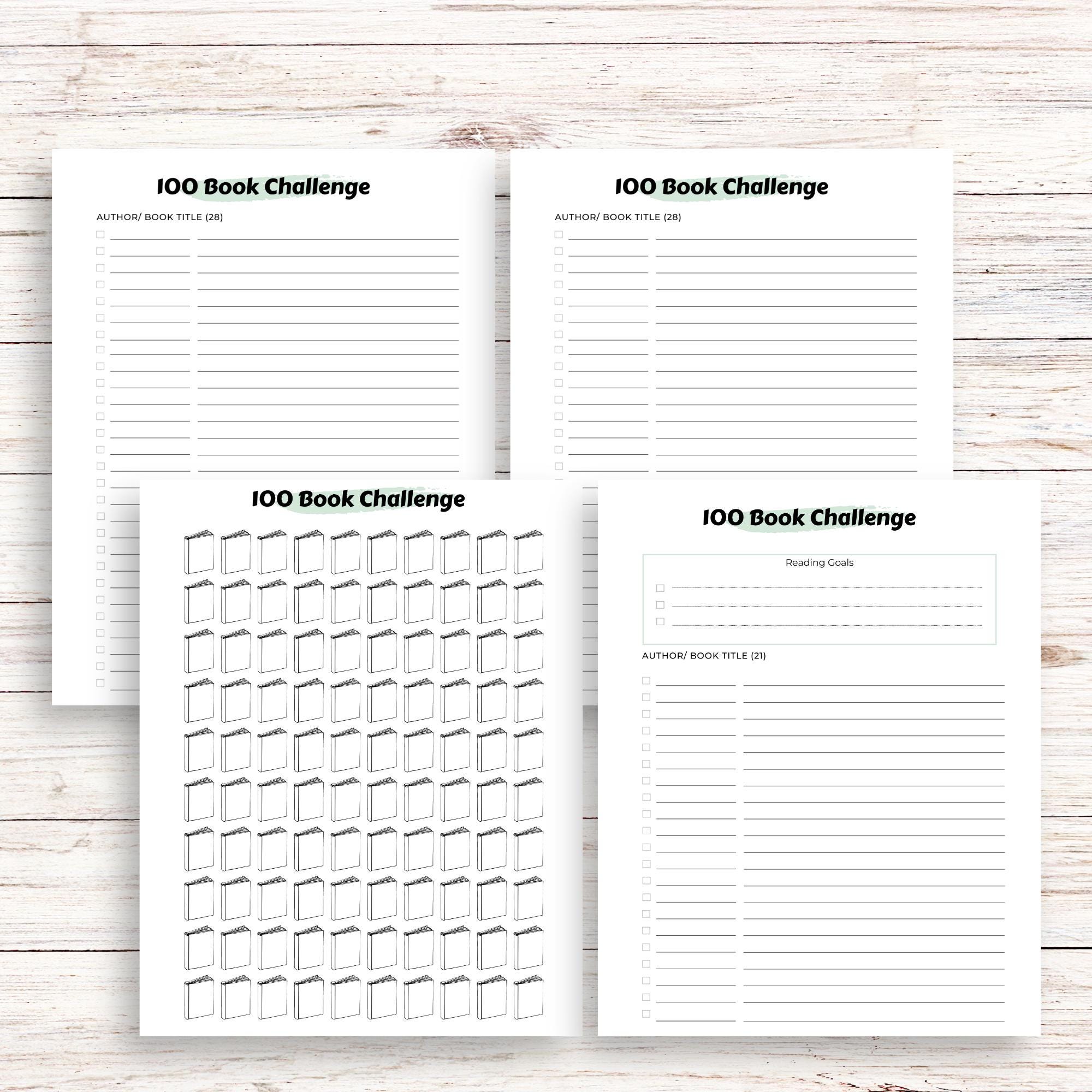 100 Book Challenge Printable: Adult Reading Log (PDF) - Etsy