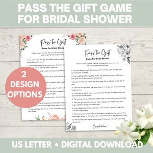 Pass the Gift Game For Bridal Shower, Bridal Shower Games, Wedding Shower Games, Pass the Prize Bridal Shower Game, Instant Download